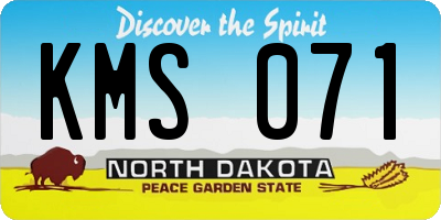 ND license plate KMS071