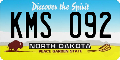 ND license plate KMS092