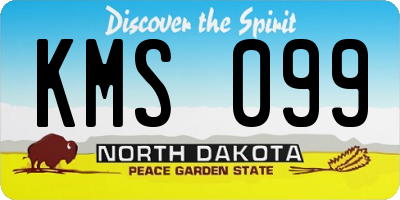 ND license plate KMS099