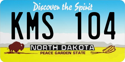 ND license plate KMS104