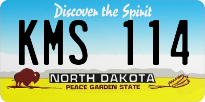 ND license plate KMS114
