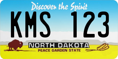 ND license plate KMS123