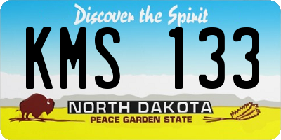 ND license plate KMS133