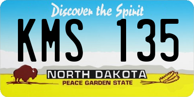 ND license plate KMS135