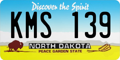 ND license plate KMS139