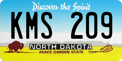 ND license plate KMS209