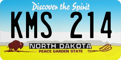 ND license plate KMS214