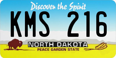ND license plate KMS216