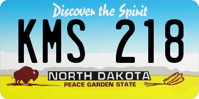 ND license plate KMS218