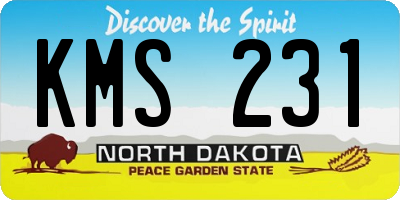 ND license plate KMS231