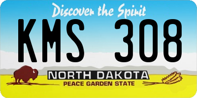 ND license plate KMS308