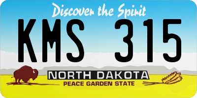 ND license plate KMS315