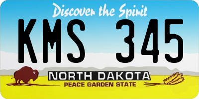 ND license plate KMS345