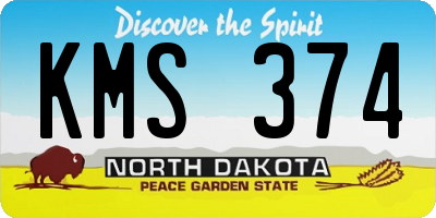 ND license plate KMS374