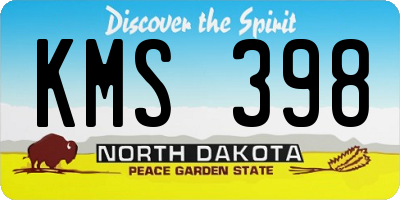 ND license plate KMS398