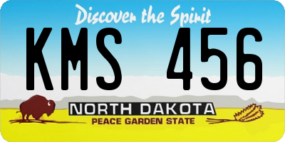 ND license plate KMS456