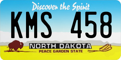 ND license plate KMS458