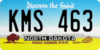 ND license plate KMS463
