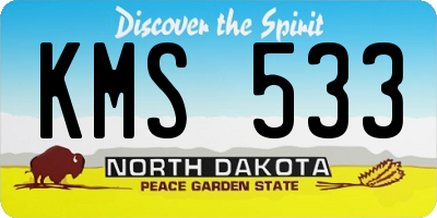 ND license plate KMS533