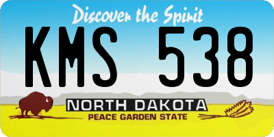 ND license plate KMS538
