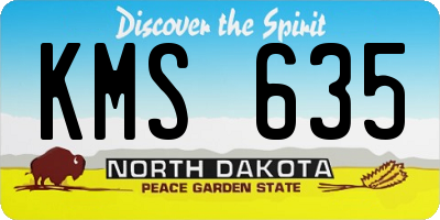 ND license plate KMS635