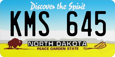 ND license plate KMS645