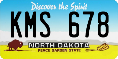 ND license plate KMS678