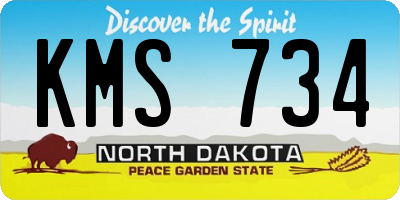 ND license plate KMS734