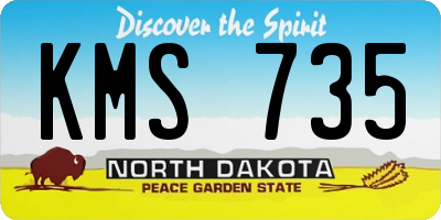 ND license plate KMS735