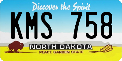 ND license plate KMS758