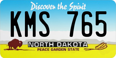 ND license plate KMS765
