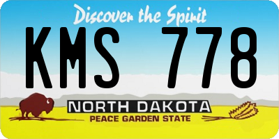 ND license plate KMS778