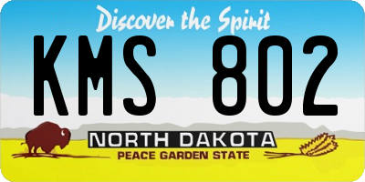ND license plate KMS802