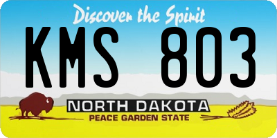 ND license plate KMS803