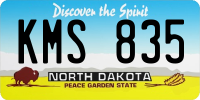 ND license plate KMS835