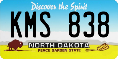 ND license plate KMS838