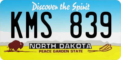 ND license plate KMS839