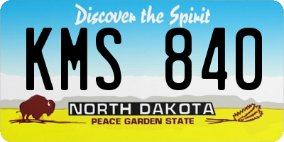ND license plate KMS840