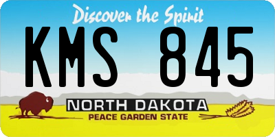ND license plate KMS845