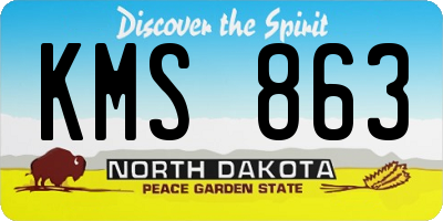 ND license plate KMS863