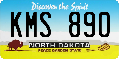 ND license plate KMS890