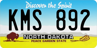 ND license plate KMS892
