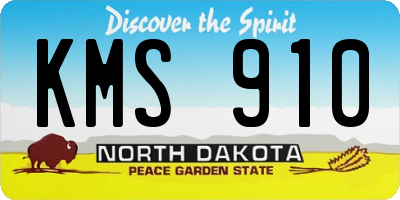 ND license plate KMS910