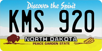 ND license plate KMS920