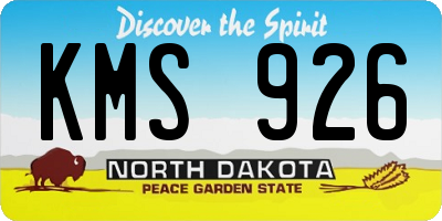 ND license plate KMS926
