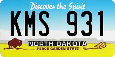 ND license plate KMS931