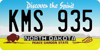 ND license plate KMS935