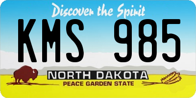 ND license plate KMS985