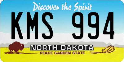 ND license plate KMS994