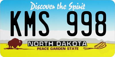 ND license plate KMS998